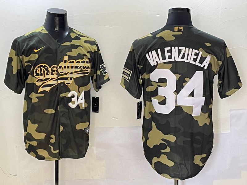 Men Los Angeles Dodgers #34 Valenzuela Camo Joint Name 2025 Nike MLB Jersey style 11->los angeles dodgers->MLB Jersey